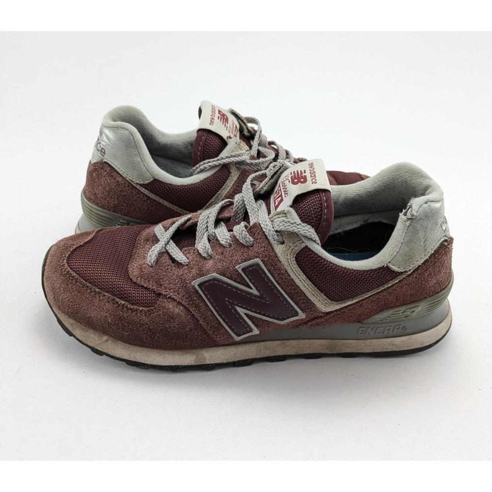 Womens New Balance 574 Burgundy Suede Athletic Running Shoes WL574EVM Size 8.5